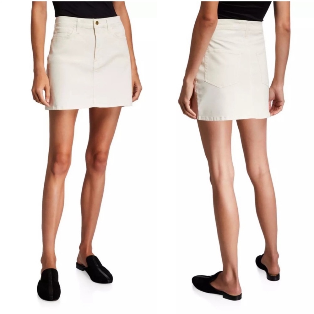 NWT Frame Denim Coated Off White Mini Skirt Size 30